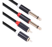 Dual 6.35 mm TS Male RCA Cable Adapter Microphone Multimedia Audio PVC Cord Insert Jack MP3 Smartphone AUX Car Office Video