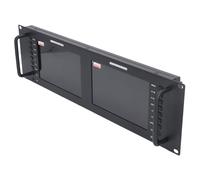Dual 7 Inch 3RU Broadcast Rack Mount Display, 3RU Rack Mount Display 3G SDI Full HD LCD Panel 1920x1200 D71 PLUS for Broadcasting Work (UK Plug)