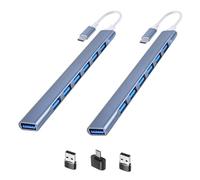 Dual 7-Port USB C to USB Hub, Multiport Adapter, USB Hub Splitter for Laptop, PC, MacBook, Mac Pro, Mac mini, iMac, Surface Pro and More,with USB to USB C Adapters