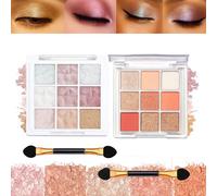 Dual 9-Pan Eyeshadow Palette with 18 Shades in Matte, Shimmer & Glitter Finishes - Featuring Pink, Coral & Bronze Tones for Day and Evening Makeup Looks with Rose Gold & Neutral Colours
