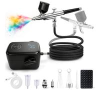 Dual-Action Airbrush Kit with Compressor, 58PSI High Pressure Portable Airbrush, 0.3mm Nozzle Airbrush Gun & Cleaning Sets, Airbrush Sets for Nail Art, Painting, Cake Decor, Makeup, Modeling