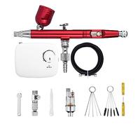 Dual-Action Airbrush with Mini Battery Power Cordless Air Compressor Kit Air Brush Spray Gun Cleaning Tool for Makeup Nail Paint Multifunctional Application(NCT-SLC-W-S2)