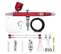 Dual-Action Airbrush with Mini Battery Power Cordless Air Compressor Kit Brush Spray Gun Cleaning Tool for Makeup Nail Paint Precise Control(NCT-SLC-W-S3)