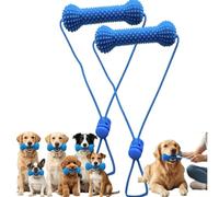 Dual-Action Canine Dental Prop, Interactive Dog Toys, Dog Teeth Cleaning Tools with Rope, Indestructible Interactive Tug of War Pet Toy for Small Medium Large Dog (2PCS)