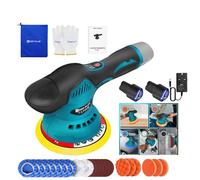 Dual Action Car Polisher Random Orbital Polishing Machine Buffer 2X Battery Kit with 2PCS 12V 2.0Ah Battery, 2800-5500 RPM, 8 Variable Speed, 125mm Base for Car Care Furniture Polishing Sanding