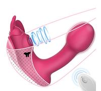 Dual-Action G Spot Vibrator - Clitoralis Stimulator with Flapping & Vibrating Motion, Remote Control, Butterfly Wearable Vibrator, Adult Sex Toys for Women Pleasure, Red