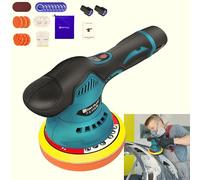 Dual Action Machine Polisher, Cordless Buffer Polisher Kit, 300W Orbital Car Polisher for Buffing Car, Furniture, Tiles, 2 x 2.0Ah Battery, Fast Charger, Carry Bag