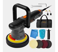 VonHaus Dual Action Car Polisher Kit, Random Orbit Polishing Machine, 650W Car Buffer, D, Side & Rubber Handles, 6 Variable Speeds 2800-6000RPM, with 4 Polisher Pads, Cloth and Storage Case