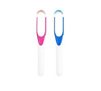 Dual-Action Tongue Cleaner - Soft-Bristled Tongue Brush with Tongue Scraper for Adults, Plastic Tongue Scraper Oral Care Tool for Fresh Breath(blue,pink)