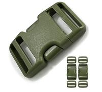 Dual Adjustable Quick Side Release Buckles Clips Snaps, Extra Thick Military Grade, No Sewing Heavy Duty Plastic Buckle Replacement for 2" Wide Belt Nylon Strap Webbing Backpack (ArmyGreen, 2 Pack)