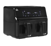 Dual Air Fryer Oven 8L 2500W Family Size 2 Basket 8 Presets Timer Black