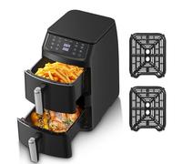Dual Air Fryer, TopStrong Double Stack Air Fryer with Digital Control Panel, Space Saving Design, 8 Pre-Sets & 6 Functions-Air Fry, Air Roast, Bake, Broil, Reheat, Dehydrate, 2500W, 11L(5.5L+5.5L)