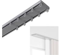Dual Aluminum Curtain Track, 1.5m to 5.5m, Gray, Perfect for Sliding Curtains in Living Room, Bathroom, and Bedroom - 4.6m (15.1ft) Length.