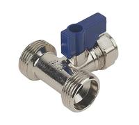 Dual Appliance Tee Valve | 3/4” x 3/4” x 15mm | BSP Compression Twin Washing Machine Valve | 15mm Washing Machine Tee Valves Connector Splitter Tap | Cold Water Feed Splitter | 15 mm Pipe Connector