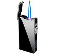 Dual Arc Electric Jet Flame Torch Lighter With Battery Indicator - 2 in 1 Windproof Plasma USB Rechargeable for Cigarette, Cigar, Candle