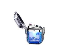 Dual Arc Plasma Electric Lighter USB Rechargeable Quicksand Lighter Windproof Flameless Butane Free Electric Lighters (Blue)