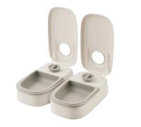 Dual Automatic Cat Feeder for Dry Wet Food, 48 Hour Timer, 700 ml Capacity, Anti Theft Lid, Easy Clean, 11.22 x 9.45 x 2.95 in, Grey, for Cats & Dogs