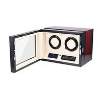 Dual Automatic Watch Winder with LED Light 4 Timer Mode Premium Silent Motor LCD Touch Screen (Color : Brown, Size : 30x23x21.5cm)