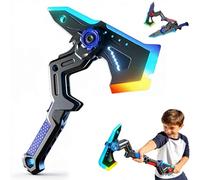 Dual Axe Blade,2-in-1 Cyberpunk Axe Blade with 7Color Change LED Light-up Blades&Intelligent Sound Vibration Sensors Grip+Dynamic Mist Effect,Interstellar Spark Battle Blades,USB Rechargeable (Blue)