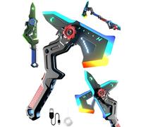 Dual Axe Blade, Interstellar Spark Battle Blade with Hit Sensor Sound, Cyberpunk LED Light Spark Sword Axe with Mist Effect, Dual-Mode Transforming Sci-Fi Toy for Rave, Cosplay & Display (Red)