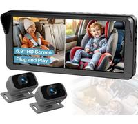Dual Baby Car Camera for 2 Kids - 6.9” Split-Screen HD Display, Infrared Night Vision, Easy Installation, Backseat Camera for Infant & Toddler Safety, Compatible with All Car Models by Fodkh