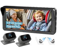 Dual Baby Car Camera for 2 Kids - 6.9” Split-Screen HD Display, Infrared Night Vision, Easy Installation, Backseat Camera for Infant & Toddler Safety, Compatible with All Car Models by Fodkh