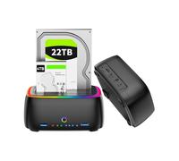 Dual Bay Hard Drive Duplicator/Cloner USB 3.0 to SATA I/II/III Docking Station, External HDD/SSD Dock with USB Hub & SD/TF Card Reader for 2.5/3.5 Inch Drives, 20+TB Support