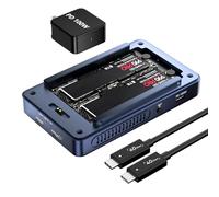 Dual-Bay M.2 NVMe SSD Enclosure (40Gpbs in RAID 0) with Cooling Fan, 2 USB C External Hard Drive Enclosure Compatible Thunderbolt 4/3, USB 4.0, SSD Case Suit for Mac Windows Linux (TBU405Pro MAX)
