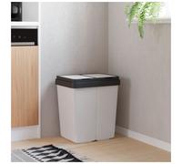 Dual Bin White PP 2x25L Recycling Trash Can 43.5x32.5x48.5cm Hygienic Kitchen