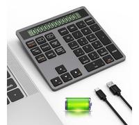 Dual Bluetooth Number Pad Rechargeable with Display Calculator - 2-IN-1 Wireless & Wired Number Pad Slim 34-Key Portable Accounting Bluetooth Keypad Data Entry & Calculation 2in1 for Laptop MacBook PC