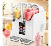Dual-Bowl Slushie Machine, 2×2L No Ice Slushy Maker, Iced Cocktail & Soft Serve Machine with 7 Presets, LED Touch Panel & Self-Cleaning, Adjustable Temp for Parties/Bars/Cafes