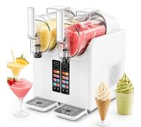 Dual-Bowl Slushy Machine, No Ice Smoothie Maker for Iced Drinks & Soft Serve, 7 Preset Programs, Adjustable Ice Temp, Self-Cleaning for Home & Parties