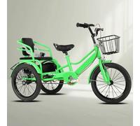 Dual Brakes Three Wheel Bike With Wear-Resistant Anti-Slip Features,Two-Person Capacity For Ages 3-6-15(16-inch green)