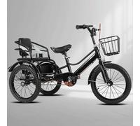 Dual Brakes Three Wheel Bike With Wear-Resistant Anti-Slip Features,Two-Person Capacity For Ages 3-6-15(18-inch Black)