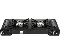 Dual Burner Portable Camping Stove - EN417 Compliant Premium Portable Butane Gas Camping Stove - Automatic Ignition and Heat Control - Dual Cast Aluminium (Stove)