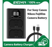 Dual Camera Battery Charger for Sony NP-FW50 FZ100 BX1 Canon LP-E6 E8 E17 NB-13L fuji NP-W235 W126 Nikon EN-El15 EL25 Panasonic EN-EL14