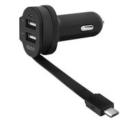 Dual Car Charger 6A 2x USB-A + USB-C Charger 12V 24V Adapter For Smartphone