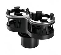 Dual Car Cup Holder Adjustable Dashboard Mount with Elastic Grip Design, Black ABS Material for Holding Cups, Bottles, Cans and Vehicle Organiser