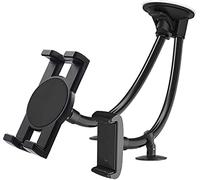 Dual Car Tablet Holder, woleyi Windscreen Car twin Phone Tablet Mount with 20cm Flexible Long Arm Suction Cup for iPad Pro/Air/Mini, iPhone Series, Samsung Galaxy More 4-11" Phones and Tablets