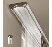 Dual Ceiling Curtain Tracks, White Aluminum with Smooth Gliders, Custom Fit Modern Drapery Rods for Indoor Use, 340cm/11ft, Perfect for Sheer and Gathered Curtains.