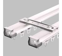 Dual Ceiling Holders for ains Adjustable Double Rail Track with Installat Hardware 4ft/1.2m Conjoined ain System for Privacy in Living Room (White)