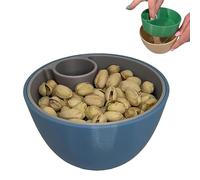 Dual-Chamber Pistachio Bowl Set with Shell Storage Holder,Double Dish Pistachios Bowl,Double Dish Nut Bowl with Shell Storage,Snack Serving Bowl for Pistachios, Peanuts, Fruits, Snacks, Nuts (Blue)