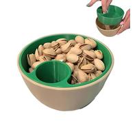 Dual-Chamber Pistachio Bowl Set with Shell Storage Holder,Double Dish Pistachios Bowl,Double Dish Nut Bowl with Shell Storage,Snack Serving Bowl for Pistachios, Peanuts, Fruits, Snacks, Nuts (Green)