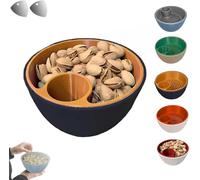 Dual-Chamber Pistachio Bowl with Shell Storage - 3D Printed Nut & Seed Snack Organizer, Perfect for Pistachios, Peanuts, Edamame, and Party Snacking (Black)
