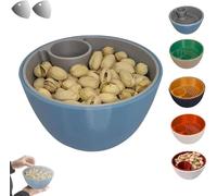 Dual-Chamber Pistachio Bowl with Shell Storage - 3D Printed Nut & Seed Snack Organizer, Perfect for Pistachios, Peanuts, Edamame, and Party Snacking (Blue)