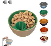 Dual-Chamber Pistachio Bowl with Shell Storage - 3D Printed Nut & Seed Snack Organizer, Perfect for Pistachios, Peanuts, Edamame, and Party Snacking (Green)