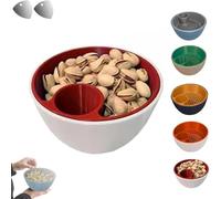 Dual-Chamber Pistachio Bowl with Shell Storage - 3D Printed Nut & Seed Snack Organizer, Perfect for Pistachios, Peanuts, Edamame, and Party Snacking (Red)