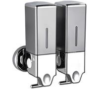 Dual Chamber Shower Soap Dispenser, Wall Mounted, Refillable, 2 x 33.81 oz / 1000 mL Capacity, Manual Lever, Gray ABS, Space-Saving, Square Shampoo And Soap Dispenser For Shower, Easy to Install