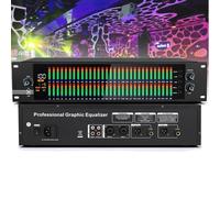 Dual Channel Audio Equalizer, 31-Band Stereo Graphic Equalizer, LED Spectrum Display, DSP Processing Chip, Low/Mid/Treble Independent Adjustment for Recording Studio, Bar, Stage