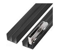 Dual Channel Sliding Door Track Kit - 50-200cm (180cm) Black Aluminum for 5-8mm Glass - Smooth, Easy Installation, Durable & Stylish Window Track System
